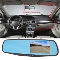 Rear View Mirror Camera 4.3 Inch Mirror Dash Cam 1080P HD Dual Lens Anti Glare Parking Monitor Smart Rearview Mirror Camera