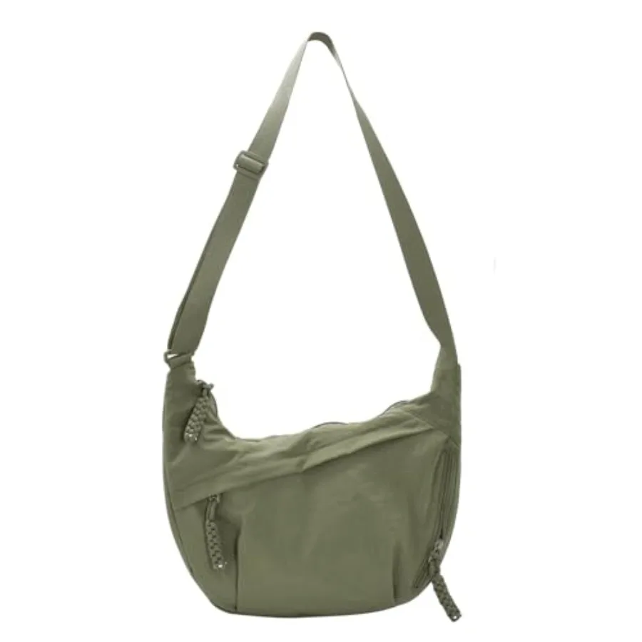 Women Canvas Crossbody Bag Leisure Hobo Crescent Bag for Daily Use