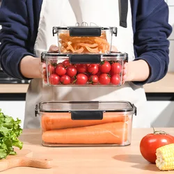 Food-grade plastic fresh-keeping box Large capacity rectangular fruit bento box for refrigerators Storage transparent sealed box