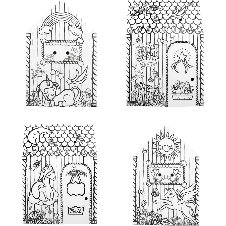 유니콘 플레이하우스의 플레이 컬러에서 은행가 상자 카드보드 플레이하우스 및 가족을 위한 실물 크기 공예 활동