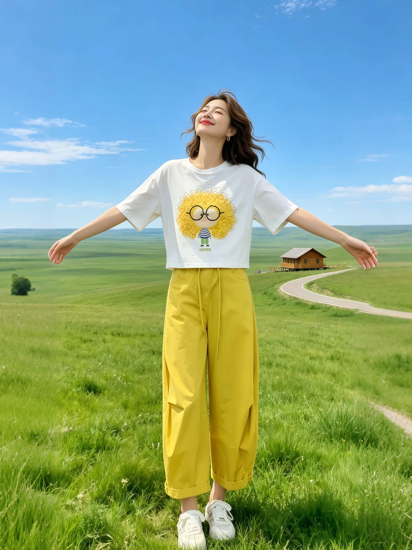 

Summer New Style 2026 Trendy Age-Defying Thin Printed Short-Sleeve T-Shirt And Casual Pants Set Women's Fashion Breathable ro...