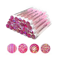 40pcs Customized Eyelash Brush Tube LOGO Reusable Diamond Eyelash Wands Eyebrow Brush Replaceable Dust-proof Sparkling Bottom