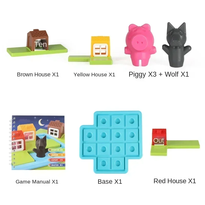 Three Little Pigs Smart Hide Seek Board Games with Solution Skill-Building Puzzle Logic Game Children Training Toy Gift