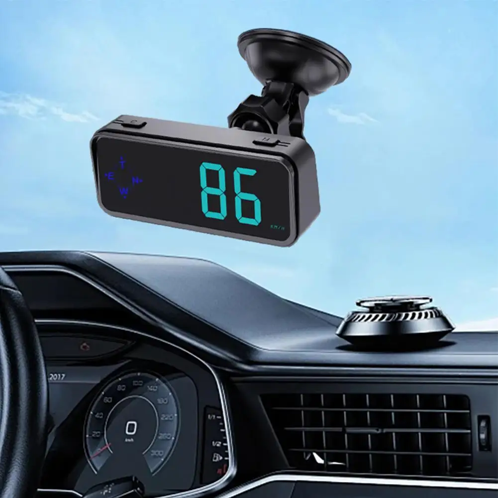 عداد السرعة الرقمي LED صغير عالمي نظام تحديد المواقع سيارة HUD رئيس يصل عرض KMH وحدة GPS لاختبار الكبح تسريع