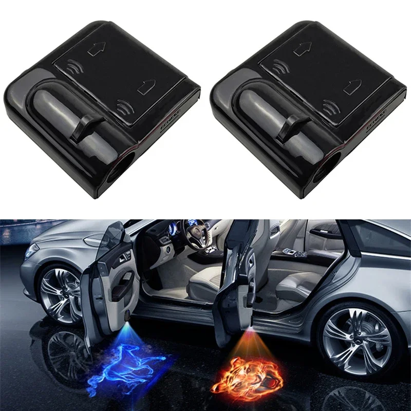 2PCS/lot Led Car Door Welcome Laser Projector Blue Horse Logo Ghost Shadow Night Lights Car Accessories kits for Renault