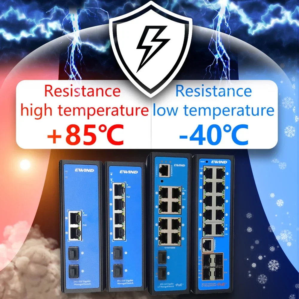 Conmutador POE Industrial EWIND, 8 puertos, 10/100/1000M, Gigabit, enlace ascendente, conmutador de red administrado, conmutador Ethernet para exteriores y industriales