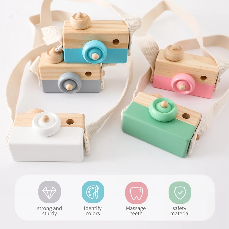 Wooden Baby Toys Montessori Toys For Children Wooden Block Nordic Fashion Camera Pendant Wooden DIY Presents Nursing Gift Baby