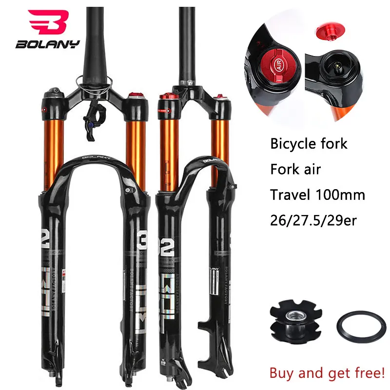 Bolany Magnesium Alloy MTB Bicycle Fork Supension Air 26/27.5/ 29er Inch Mountain Bike 32 RL100mm  For A  Accessories