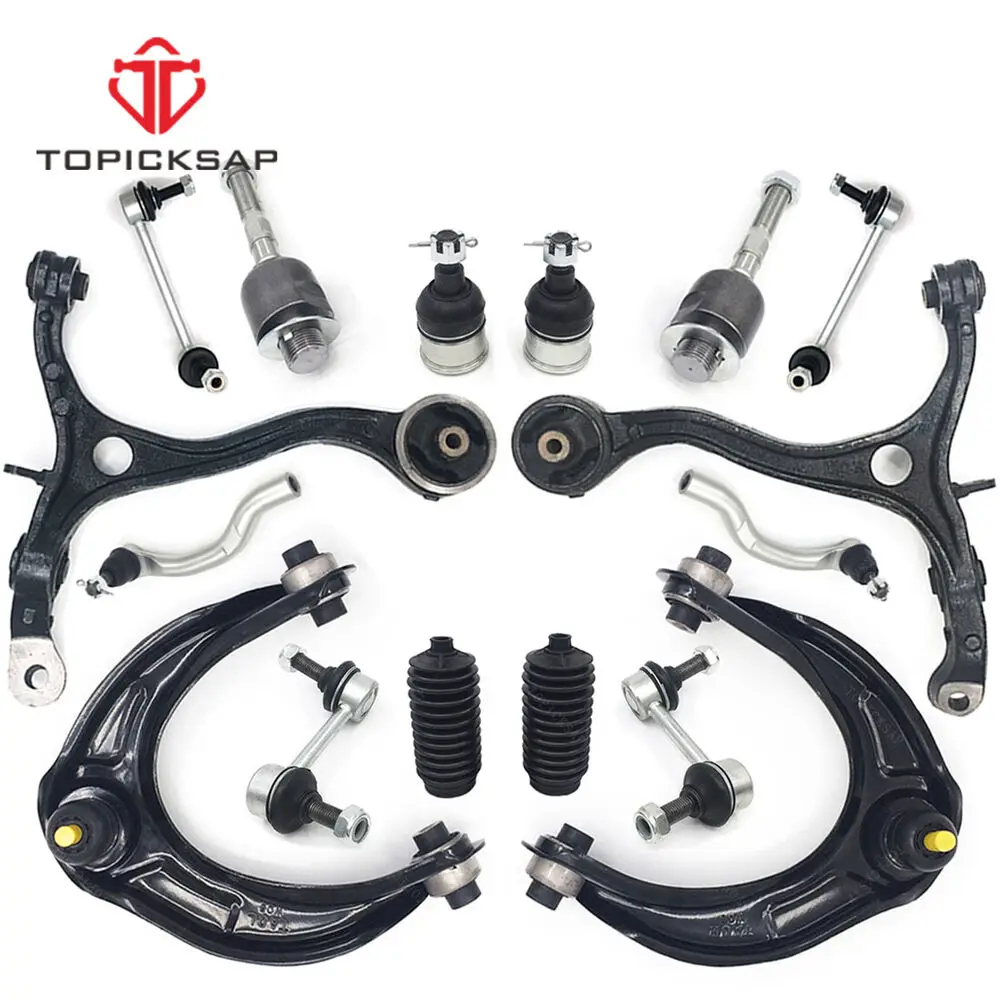 TOPICKSAP Front Upper & Lower Control Arms Sway Bar Tie Rods Boots Kits for Honda Accord 2008 2009 2010 2011 2012 51510TA0A03