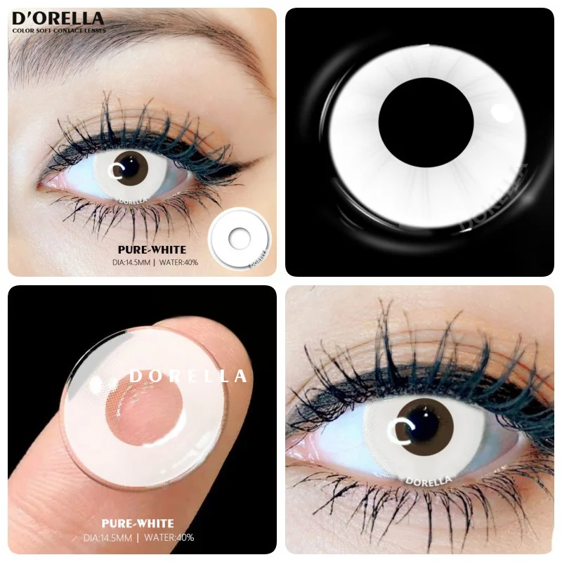 D\'ORELLA 1Pair Cosplay Contact Lenses for Eyes Multicolored Contact Lenses Halloween Black White Eye Lenses Yearly Yellow Lenses