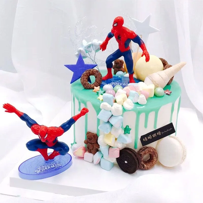 Marve Spider Man Cartoon Animation Cake Doll Ornament High-Looking Creative Holiday Baking Cake Decoration Scenario Figure Toy