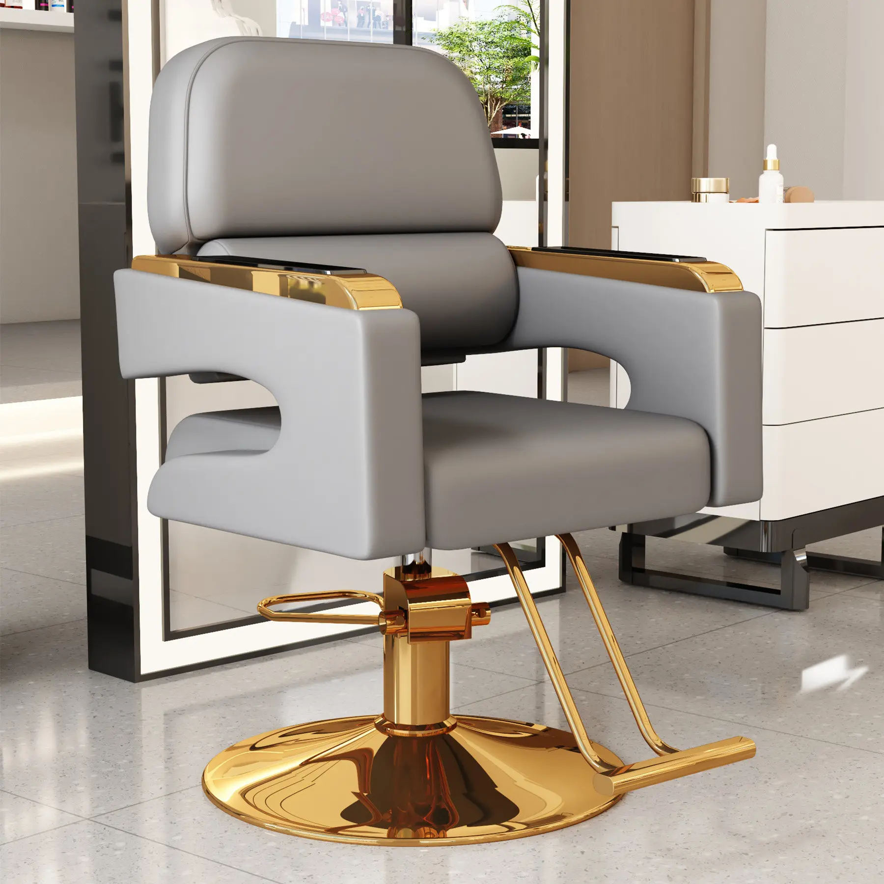 

Профессиональное парикмахерское кресло класса люкс, регулируемое, для салона красоты, коммерческая мебель