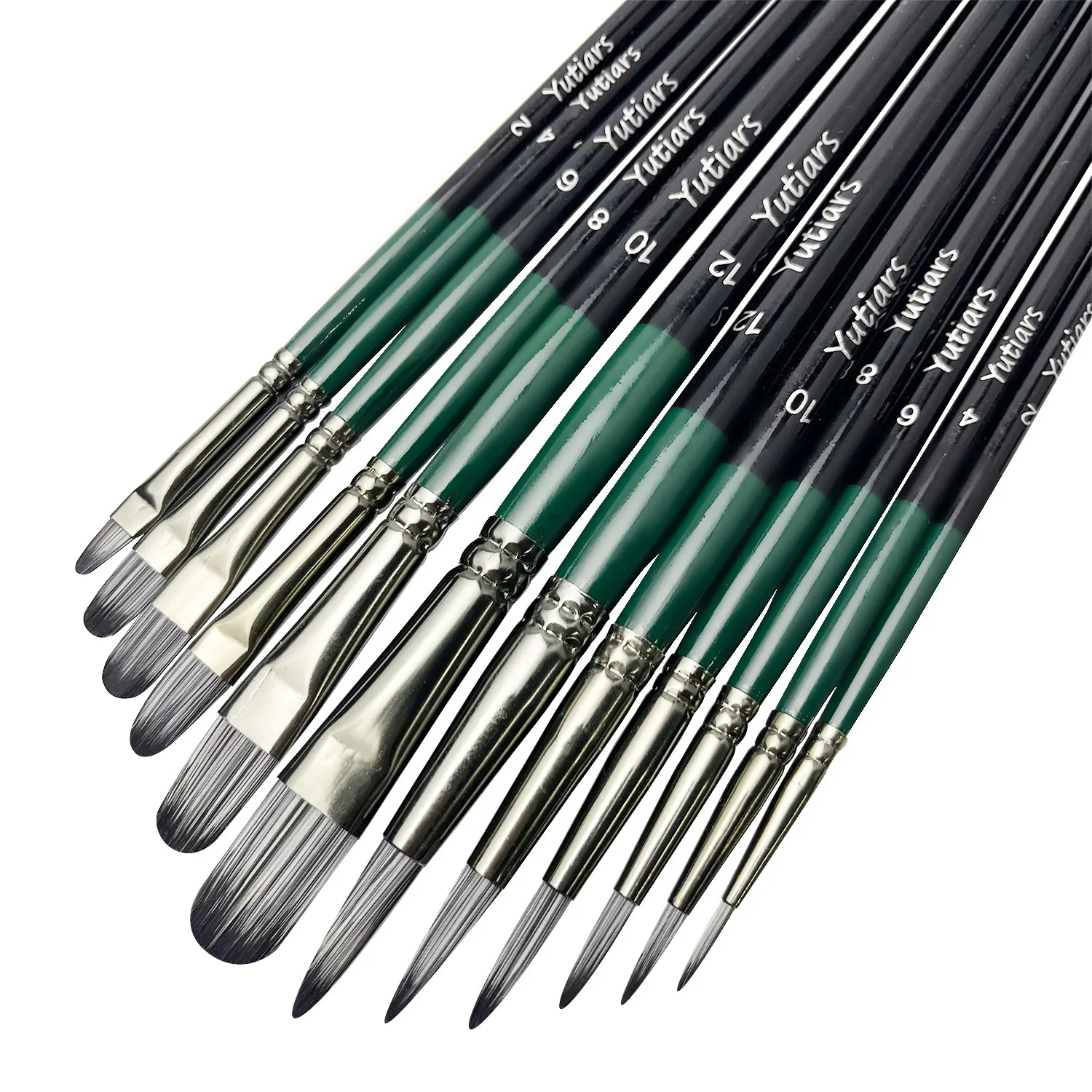 Premium 12-Piece Artist Paint Brush Set with Ultra-Durable Nylon Bristles for Acrylic, Watercolor, Oil,Art and Body Painting