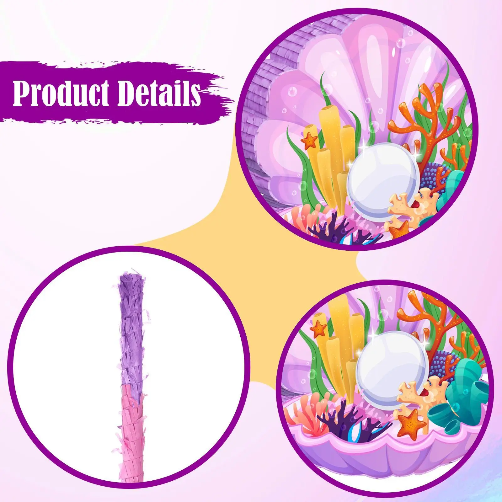 Party Game Prop Toy Seashell Pinata with Stick and Blindfold Ocean Birthday Decoration for Girls Boys School Event view 5