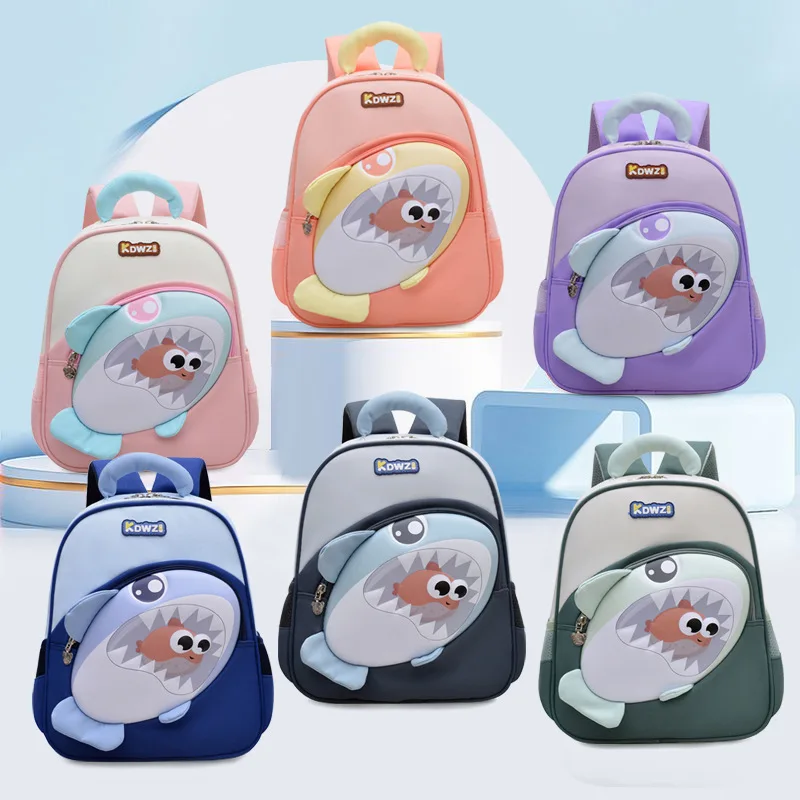 Cute Cartoon Shark Backpack for Kindergarten Kids,Easy-Carry Toddler School Bag for Boys Girls,Children Bookbag,Back to School view 6