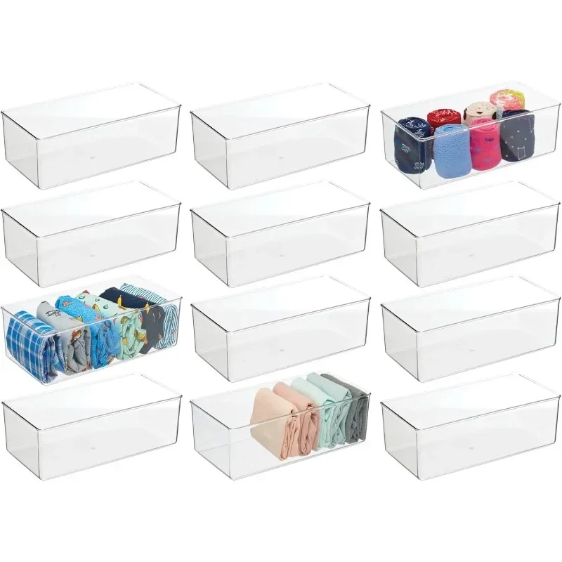 

Long Plastic Drawer Organizer Box, Storage Organizer Bin Container; for Closets, Bedrooms, Use for Leggings, Socks, Ties