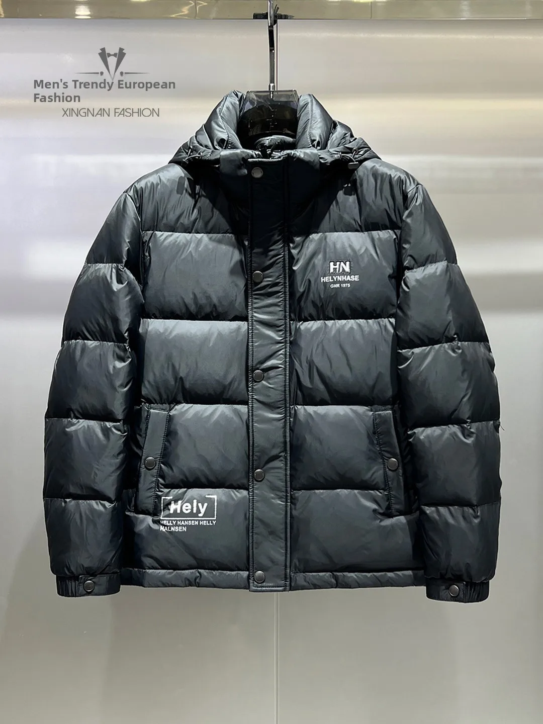 

Casual Men's down Jaet Hooded White Du Feather Comfortable Versatile Winter Outerwear Youthful ular Sle Zipper Closure