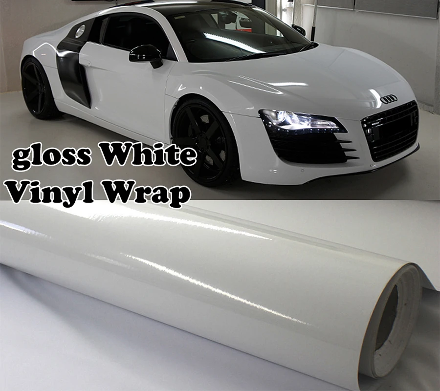 60“ 150cm Glossy Gloss White Wrap Vinyl Covering Film Sticker Decal Roll Sheet with Air Bubble Free