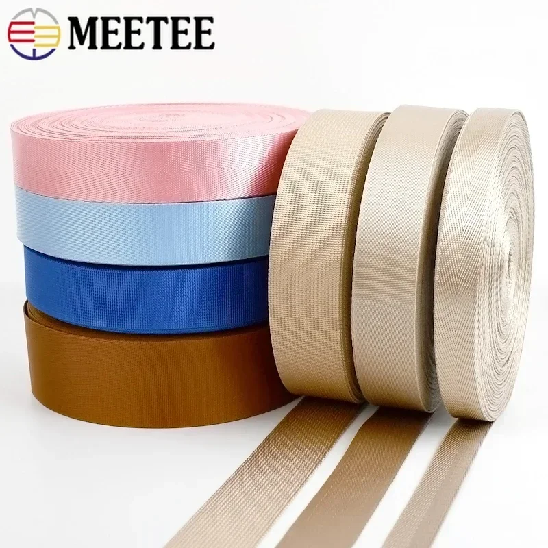 8M Meetee 20-50mm Nylon Webbing Band Bag Strap Pet Collar Ribbon Backpack Belt Clothes Decor Binding Tape DIY Sewing Accessory