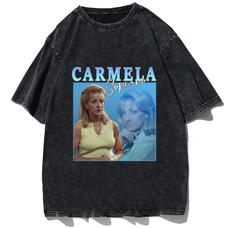 Vintage Carmela Soprano T-Shirt Wife of Mafia Homage Retro 90\'s Unisex Tshirt Cotton Summer Loose Oversize Graphic T Shirt