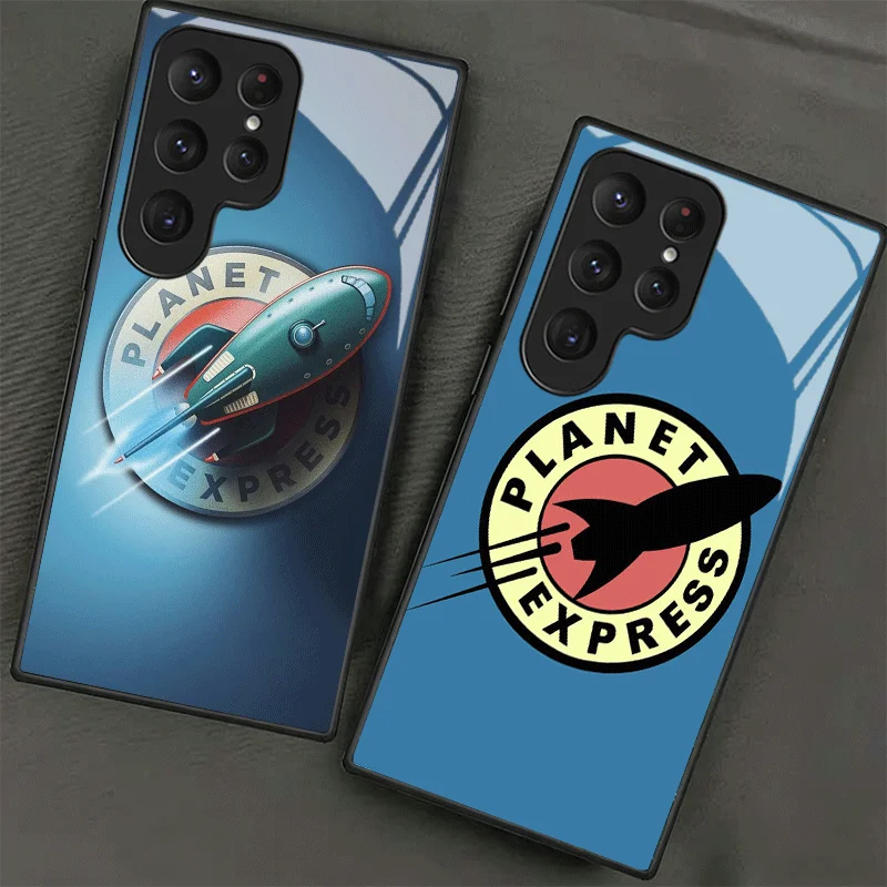 Futurama Planet Express Tempered Glass Phone Case for Samsung Galaxy S24 S25 S26 Ultra Edge S23 FE S22 Plus S21 + S20 Shockproof