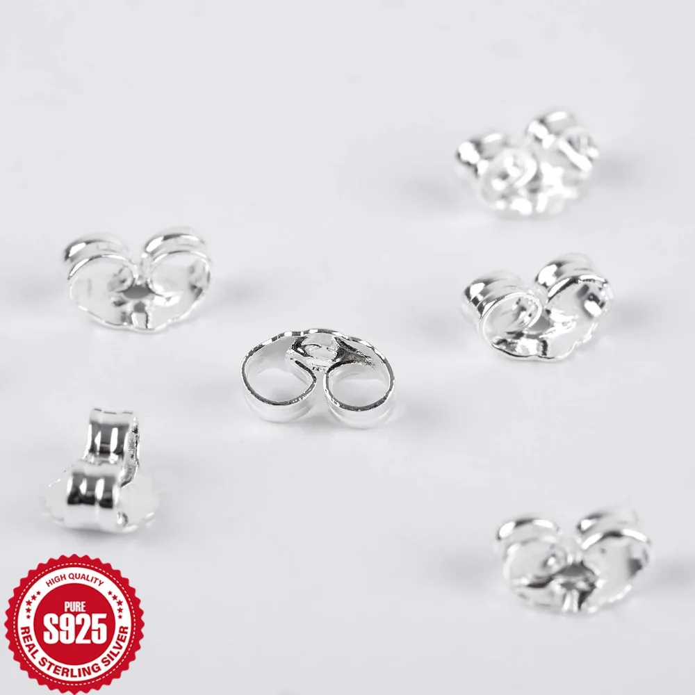 Canner Real 925 Silver Earring Backs Replacements 18K White Gold Plated Hypoallergenic Secure Ear Locking for Stud Nut for Posts