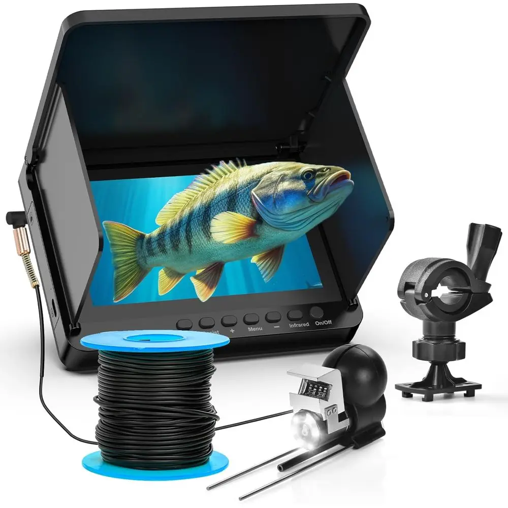 

Камера для подводной рыбалки, портативные видеокамеры, эхолот, 5-дюймовый HD ЖК-монитор, 8 инфракрасных фонарей ночного видения, Waterpr