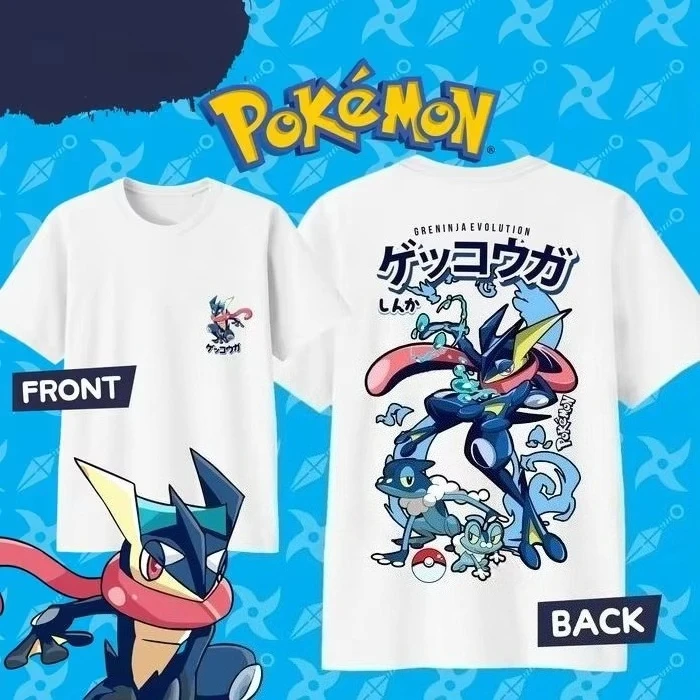 2026 Sommer Anime Pokémon Greninja Cartoon Baumwoll-T-Shirt für Kinder, Herren und Damen – Modisches Kurzarm-T-Shirt für Eltern und Kinder