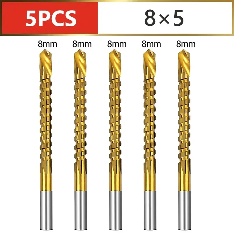 HSS Twist Drill Bits Set Titanium Coated Drill Bit 3-8mm Serrated Grooving Spiral Jagged Saw Drill Bit Composite Drill Bits image 3