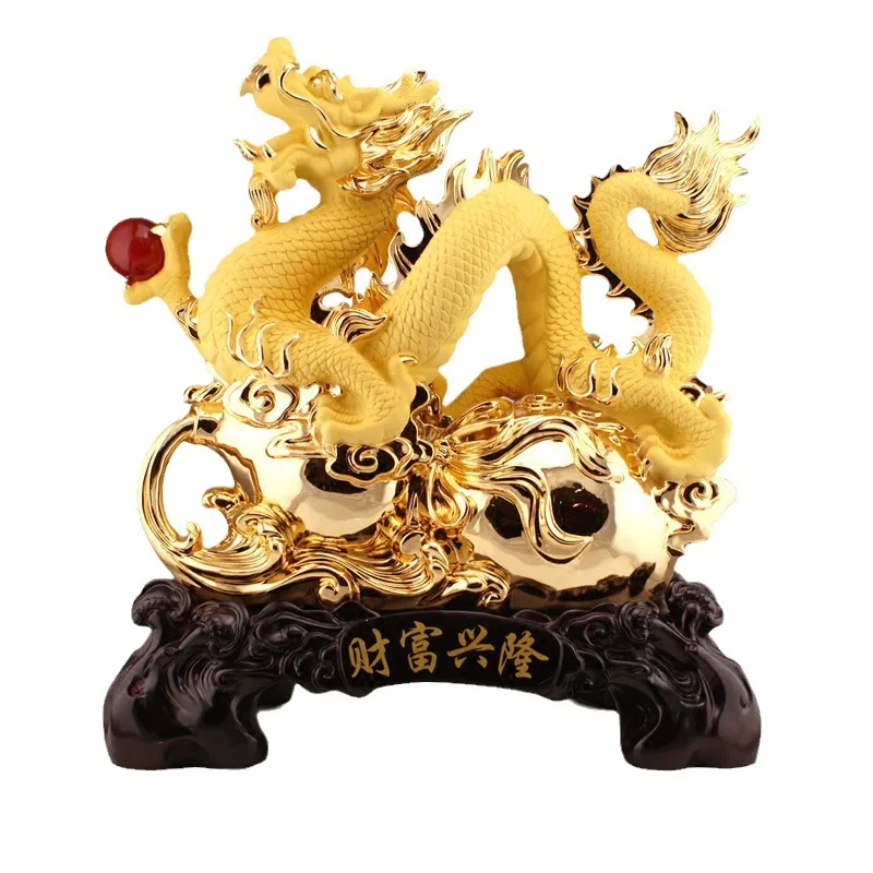 Resin Zodiac Dragon Ornaments Home Feng Shui Decoration Animal Ornaments Living Room Decor Sculpture Handicrafts Chinese Style