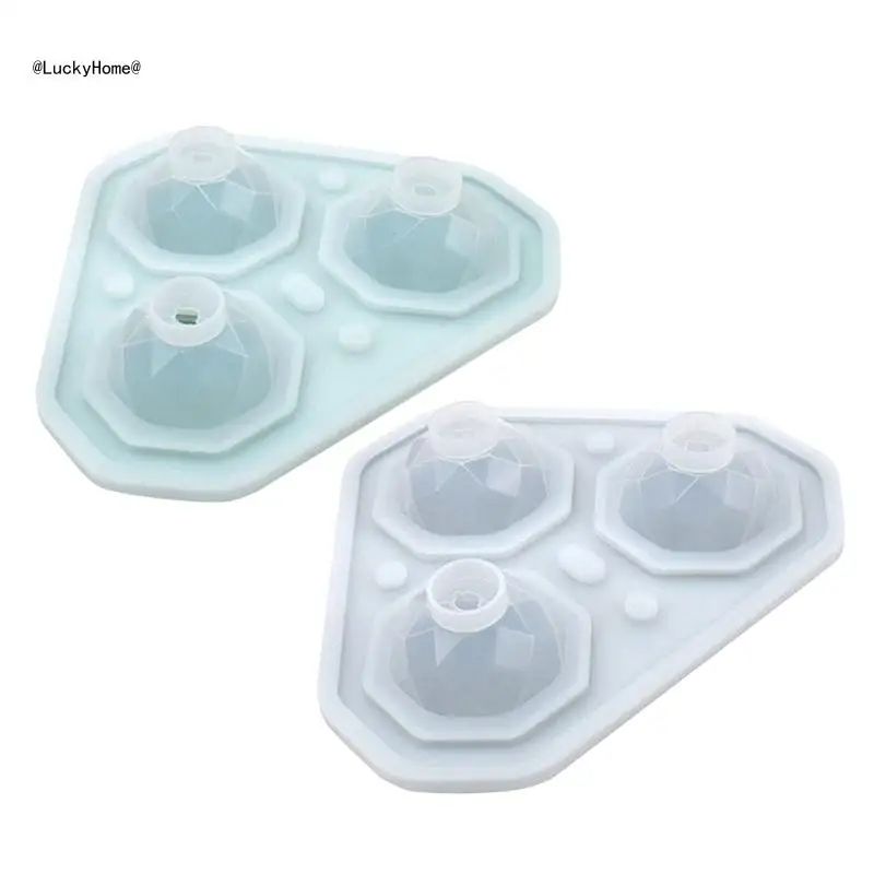 3 Cells Reusable 3D Silicone Ice Cube Mold Flexible Ice Cube Trays Ice Cube Moulds Ice Cube Maker Diamond 2 Colors 11UA