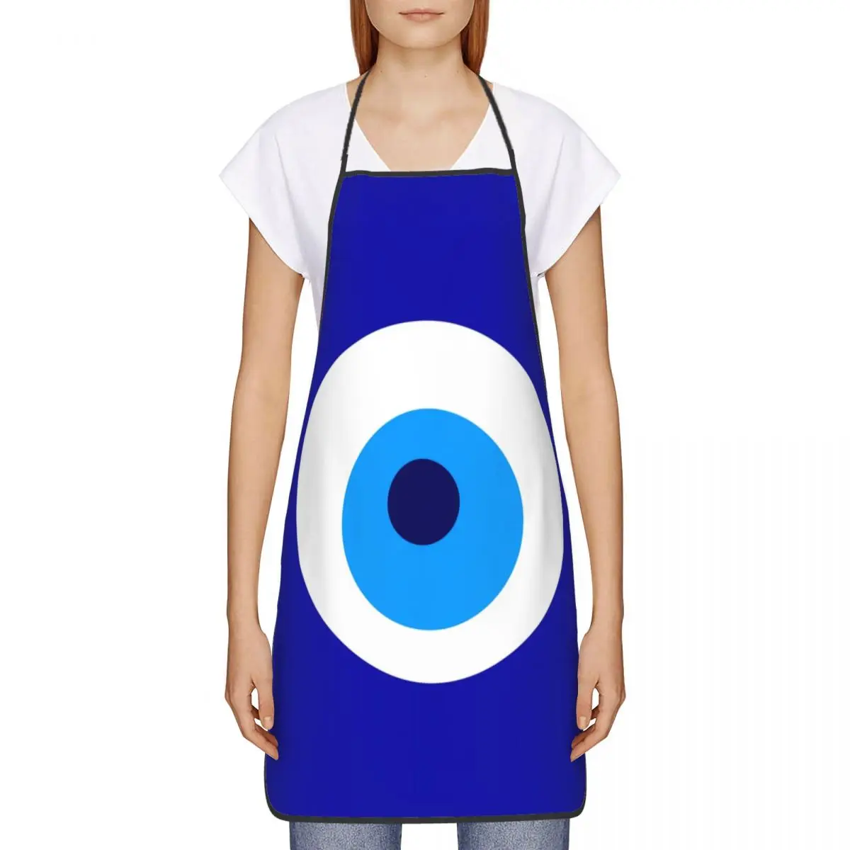 Custom Funny Nazar Evil Eye Protection Symbol Bib Aprons Unisex Chef Amulet Turkish Tablier Cuisine for Cooking Baking Painting