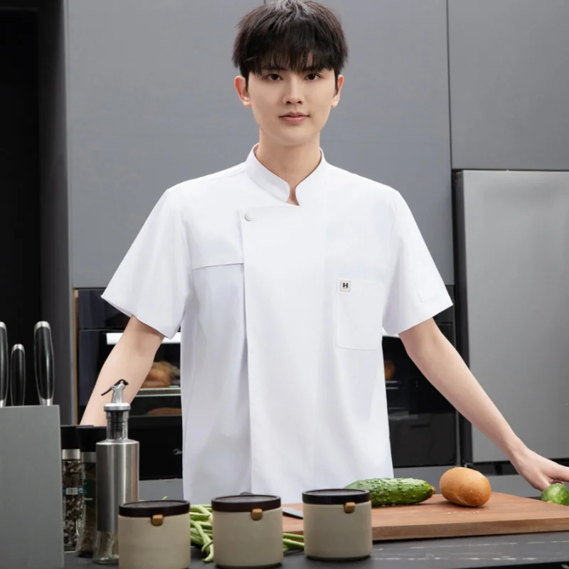 

Catering Hotel Restaurant Chef Short Sleeve Thin Summer Uniform Pastry Chef Bakery Chef Canteen Work Clothes Kitchen Clothes wit