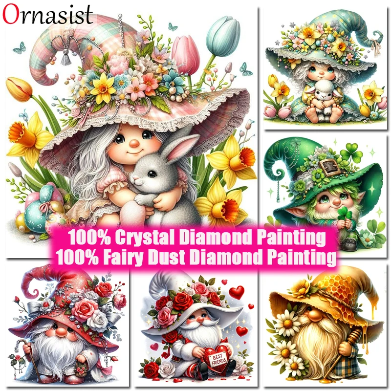 Full Crystal Drill Diamond Painting Cartoon Dwarf Kit Rhinestone Fairy Dust Diamond Embroidery Girl For Kids Adults Beginners