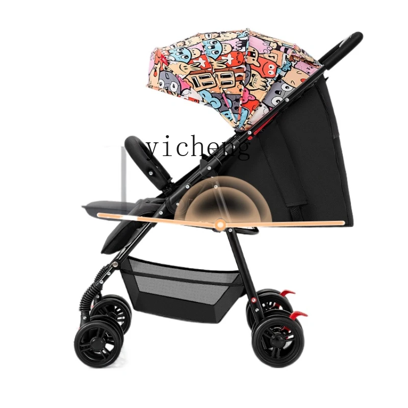 YY Can Sit and Lie Super Lightweight Folding Cart Four-Wheel Shock Absorber Stroller