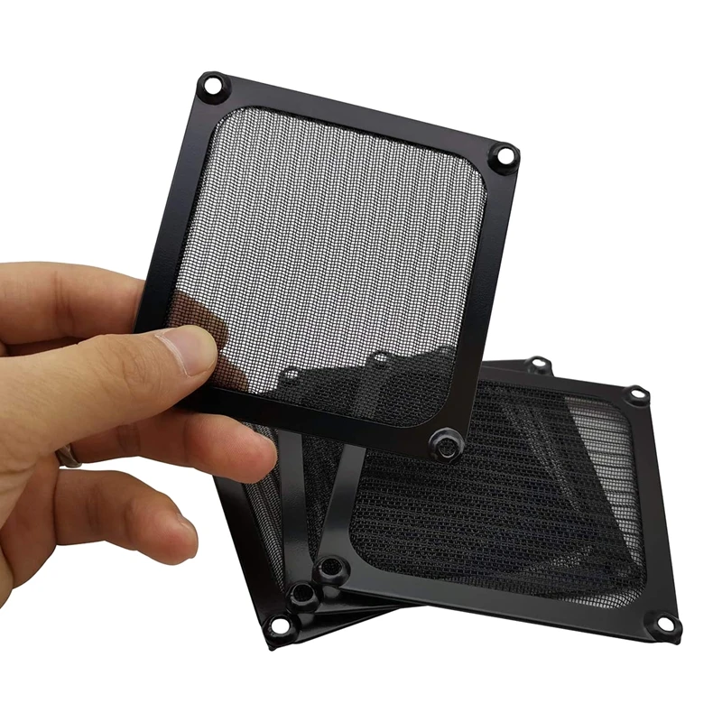Computador Fan Filter Grills com Parafusos, Quadro De Alumínio, Ultra Fino, Malha De Aço Inoxidável, Preto, Desktop, 4 Pack, 90mm