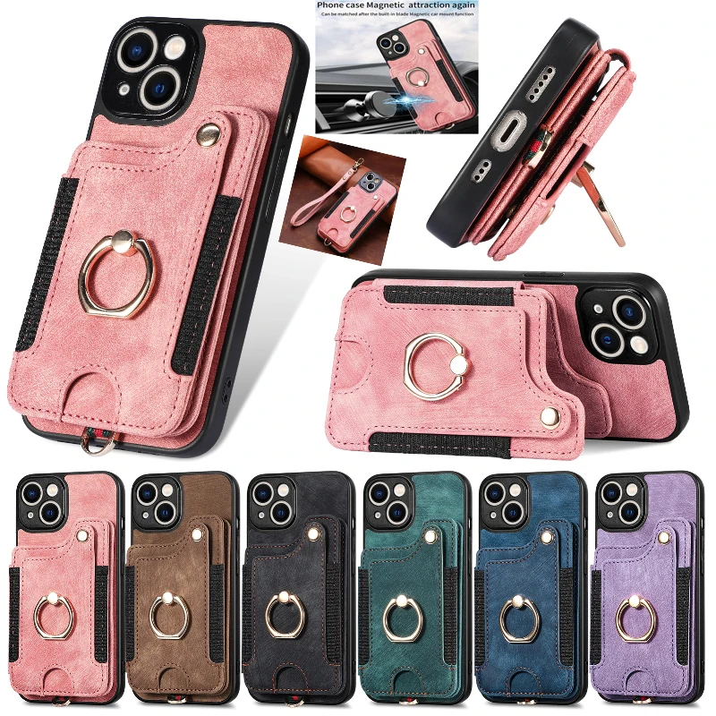 

Removable Wrist Strap Flip Wallet Card Phone Case For Samsung Galaxy A70 A50s A32 A22 A13 A04 M32 Magnetic Car Holder Back Cover