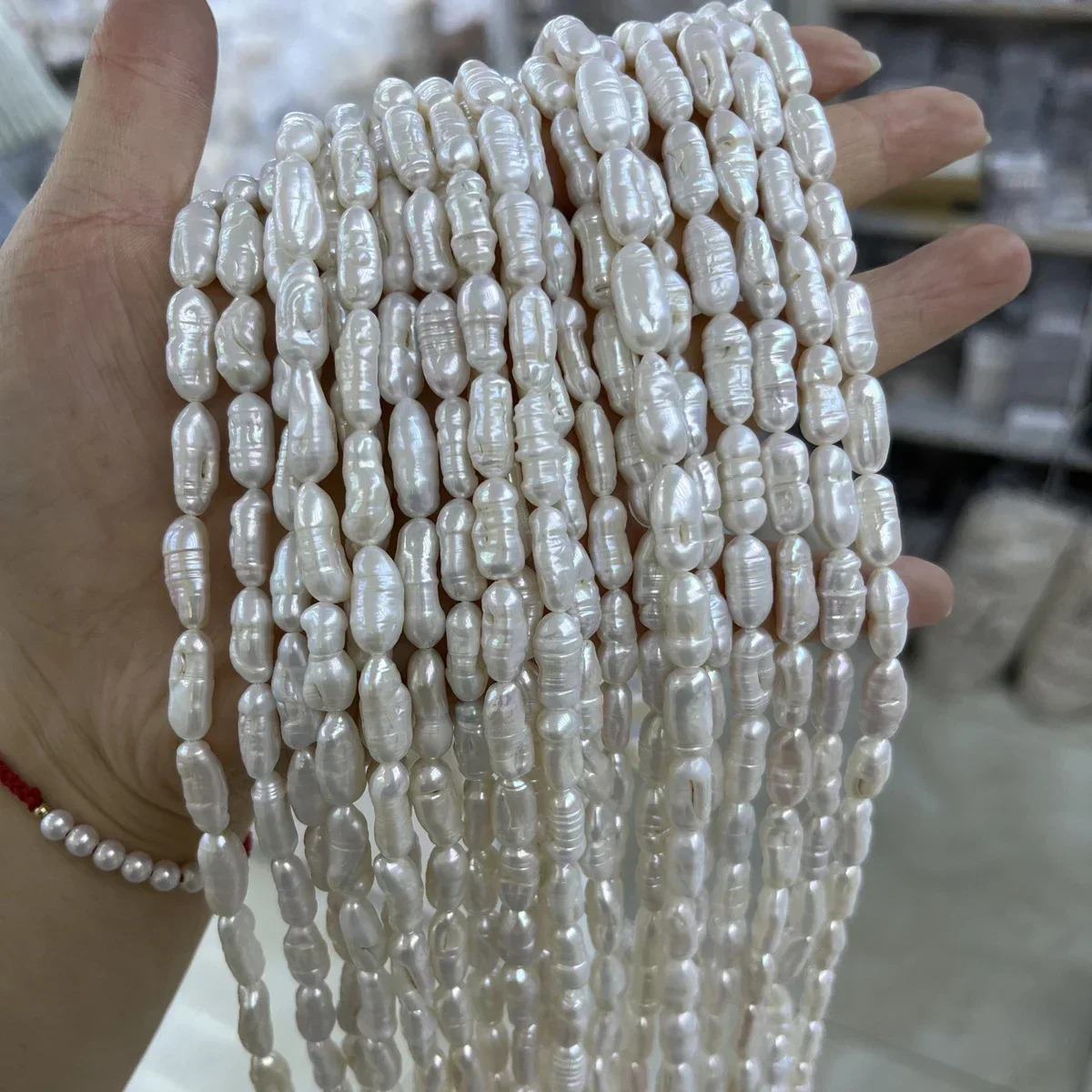 

Natural Freshwater Pearl 6x15mm AAAA Small Long White Sparkle Bead Jewelry Make DIY Necklace Bracelet Accessories Women Wedding