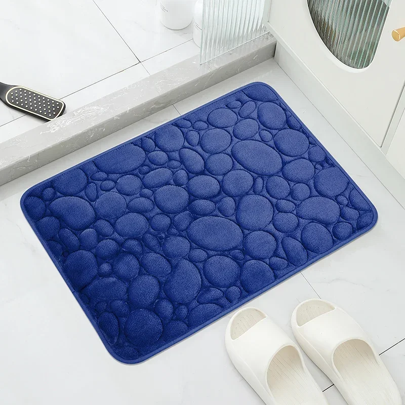 Non Slip Bathroom Mat Cobblestone Embossed Bath Mats Absorbent Doormat Carpet Door Floor Mats Machine Washable Quick Drying