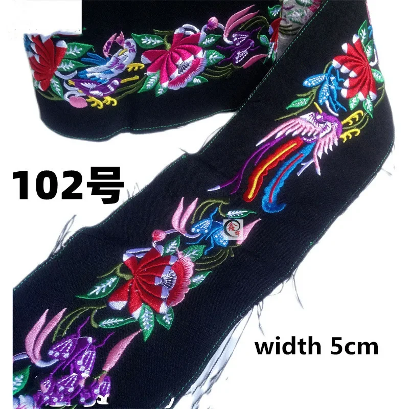 Embroidered Flower Ribbon for Sewing Dress Decoration, Ethnic Fabric, DIY, 1m