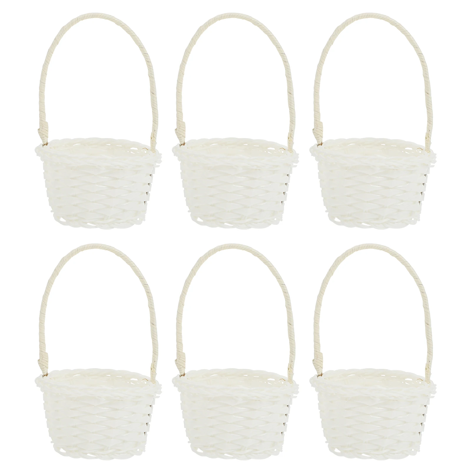 6 Pcs Rattan Wicker Baskets Vegetable Basket with Handle Bamboo Handmade Storage Country Style Picnic Planting