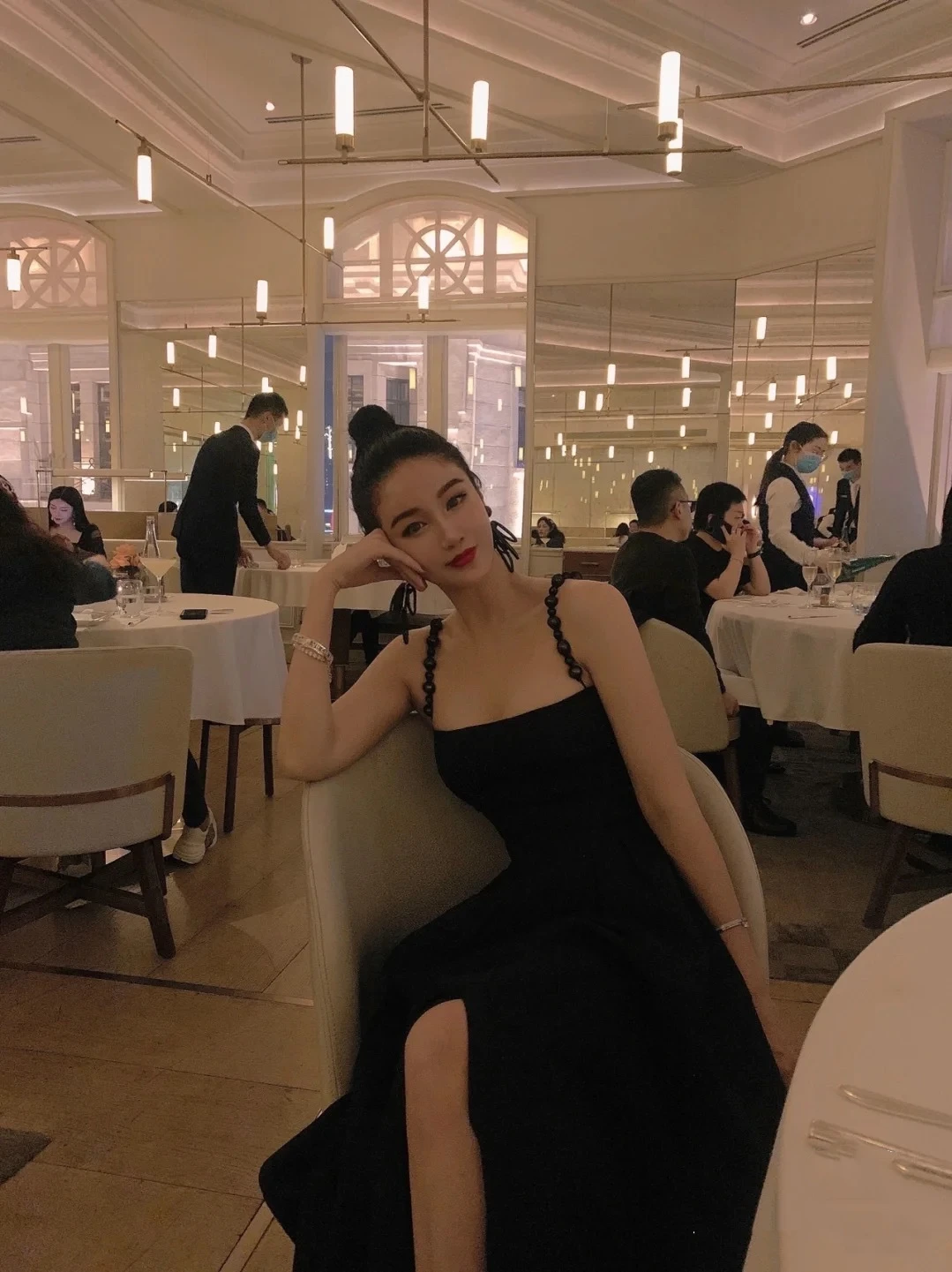 

Ele Bla Длинное вечернее платье на бретельках с высокой талией, шелковое шифоновое бальное платье для женщин, модный осенний сезон без све