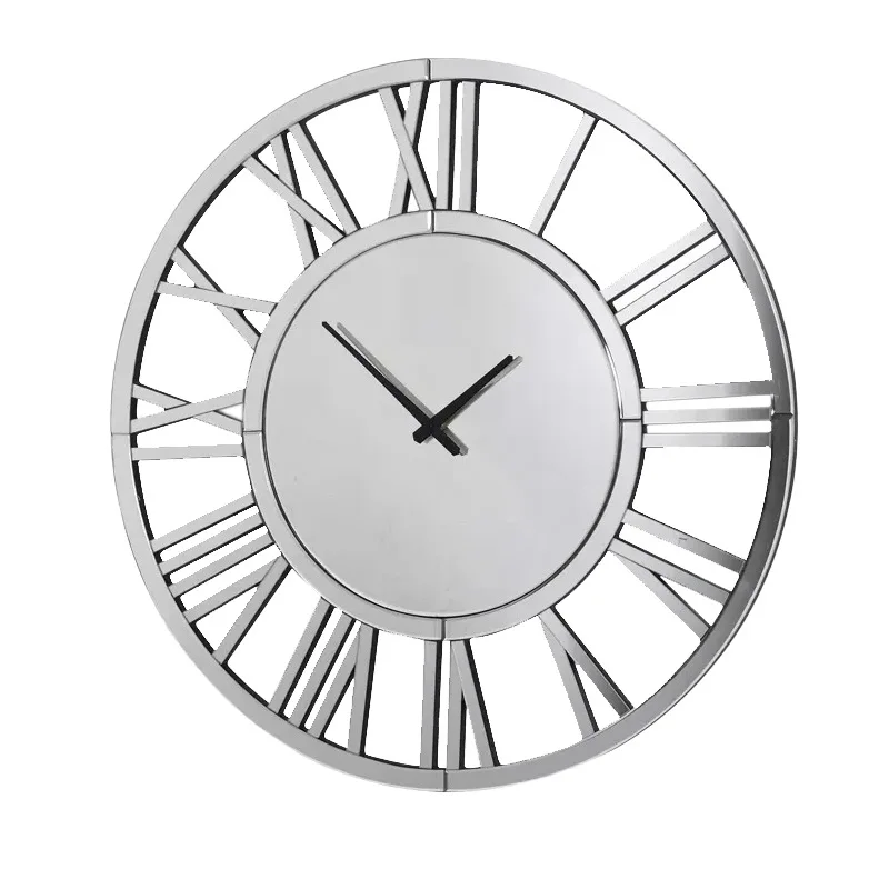 Living room round glass mirror patch wall clock Nordic style creative clock Bedroom wall decorative clock