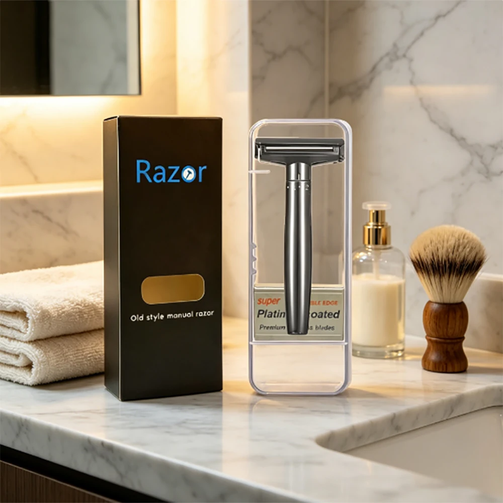 RZACLEA 09T Glide 3.0 Pro Shaving Shaver Zinc Alloy Safety Razor 1-6 Adjustable Sharpness Shave with 5 Blades for Men Beard Care