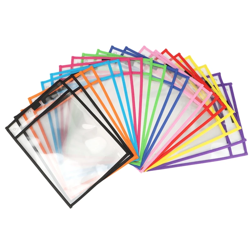 Dry Erase Pockets Reusable Sleeves 20 Pack -10X14 Inch Dry Erase Bags-Job Ticket Holders-Teacher Supplies For Classroom