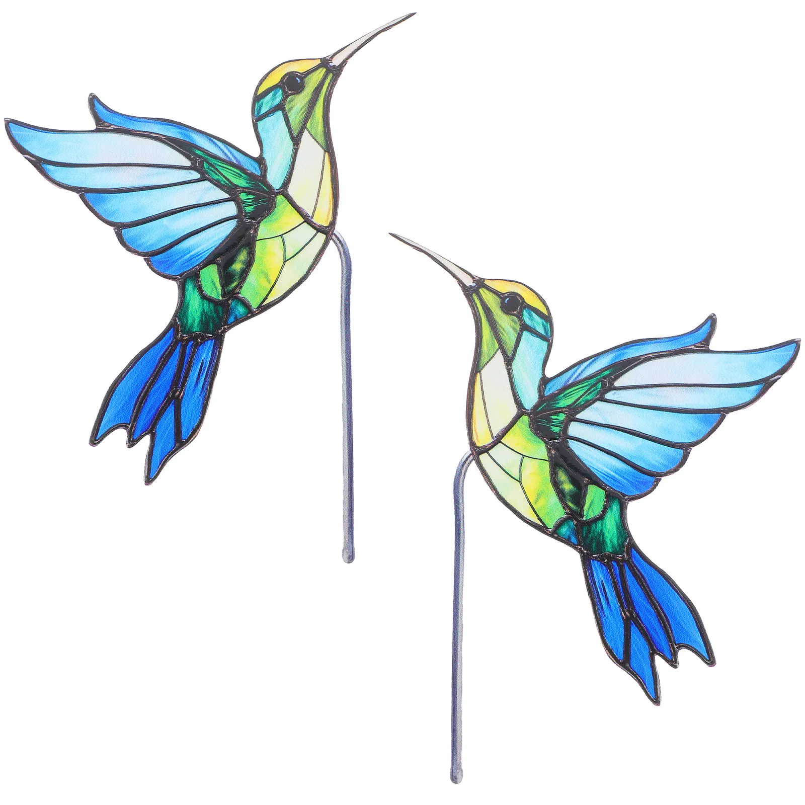 2Pcs Decorative Garden Stakes Acrylic Bird Pot Decorations Hummingbird Planter Flower Pot Bonsai Plant Accessories