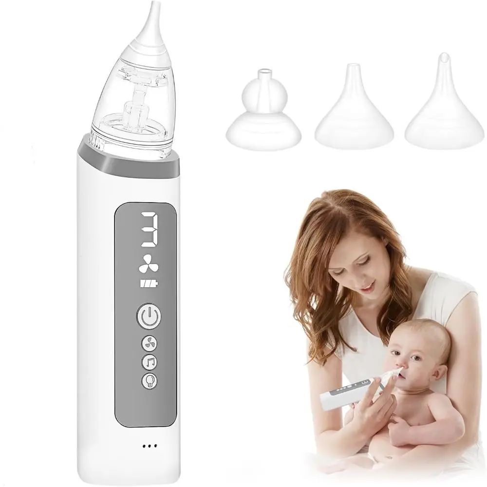 Prevent Nasal Congestion Baby Nasal Aspirator 3 Levels Adjustable White Electric Nose Suction Night Light Rechargeable