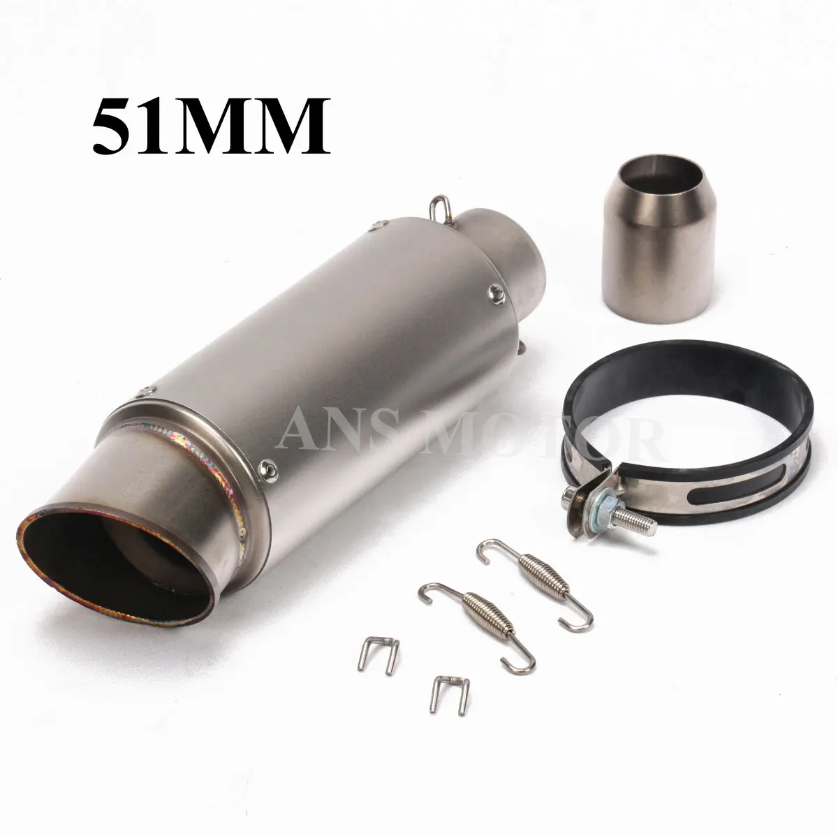 

51mm Motorcycle Exhaust Muffler Universal Slip On Tail Pipe For Honda Grom R3 MT07 MT09 Z400 Z900 450SR