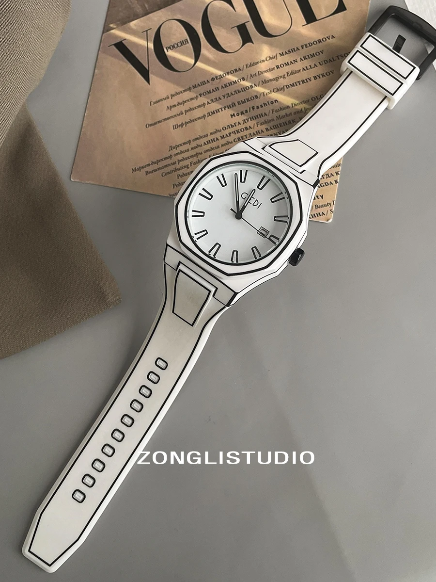 

NewStylishQuartzWristwatchCartoonStyleLarge Dial Cool Unisex Couple'S Quartz Watch Perfect For Couples A Great Gift For Couples.