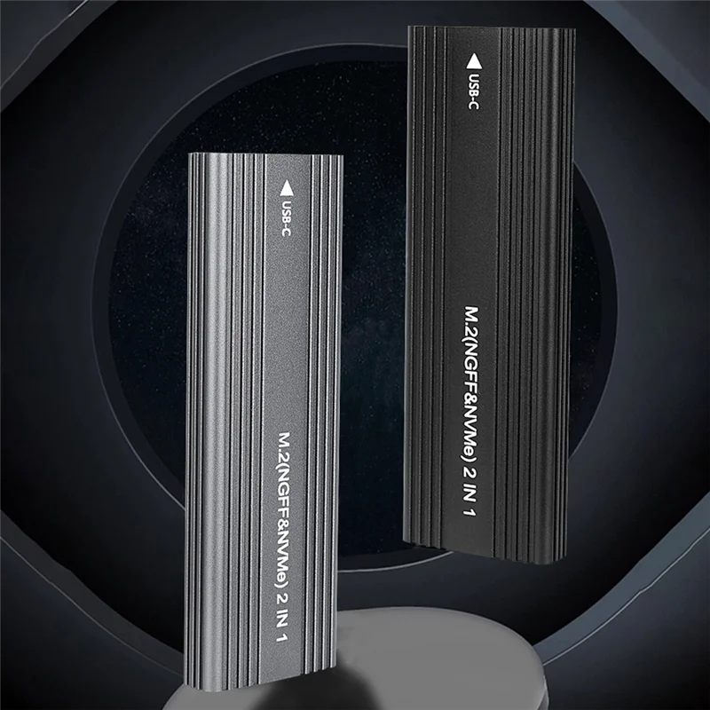 صندوق حافظة SSD مزدوج البروتوكول NVME/SATA بسرعة 10 جيجابت في الثانية USB 3.1 من النوع إلى M.2 NGFF PCIe SSD غلاف خارجي - أسود